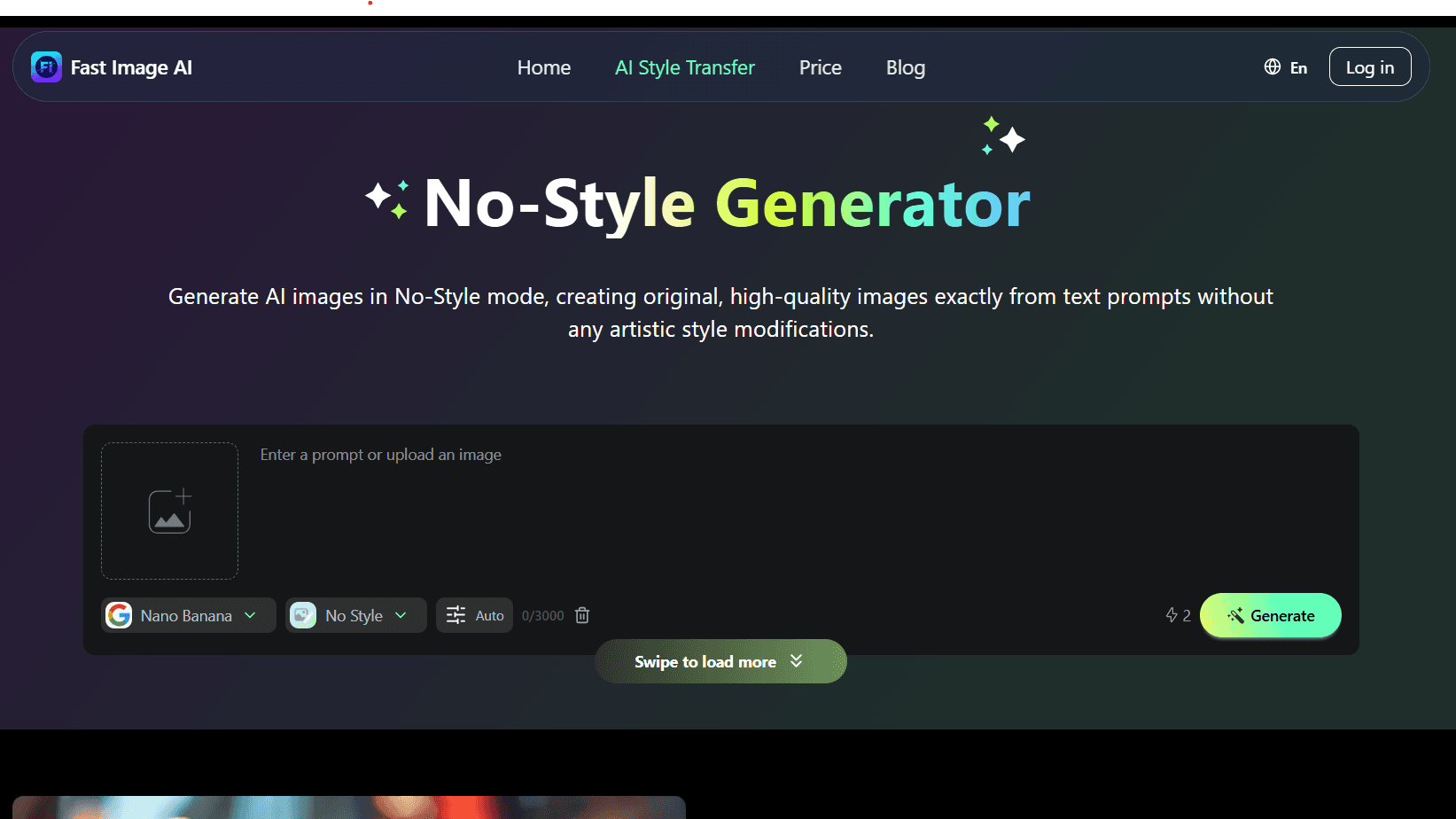 Fast Image: No Style Generator