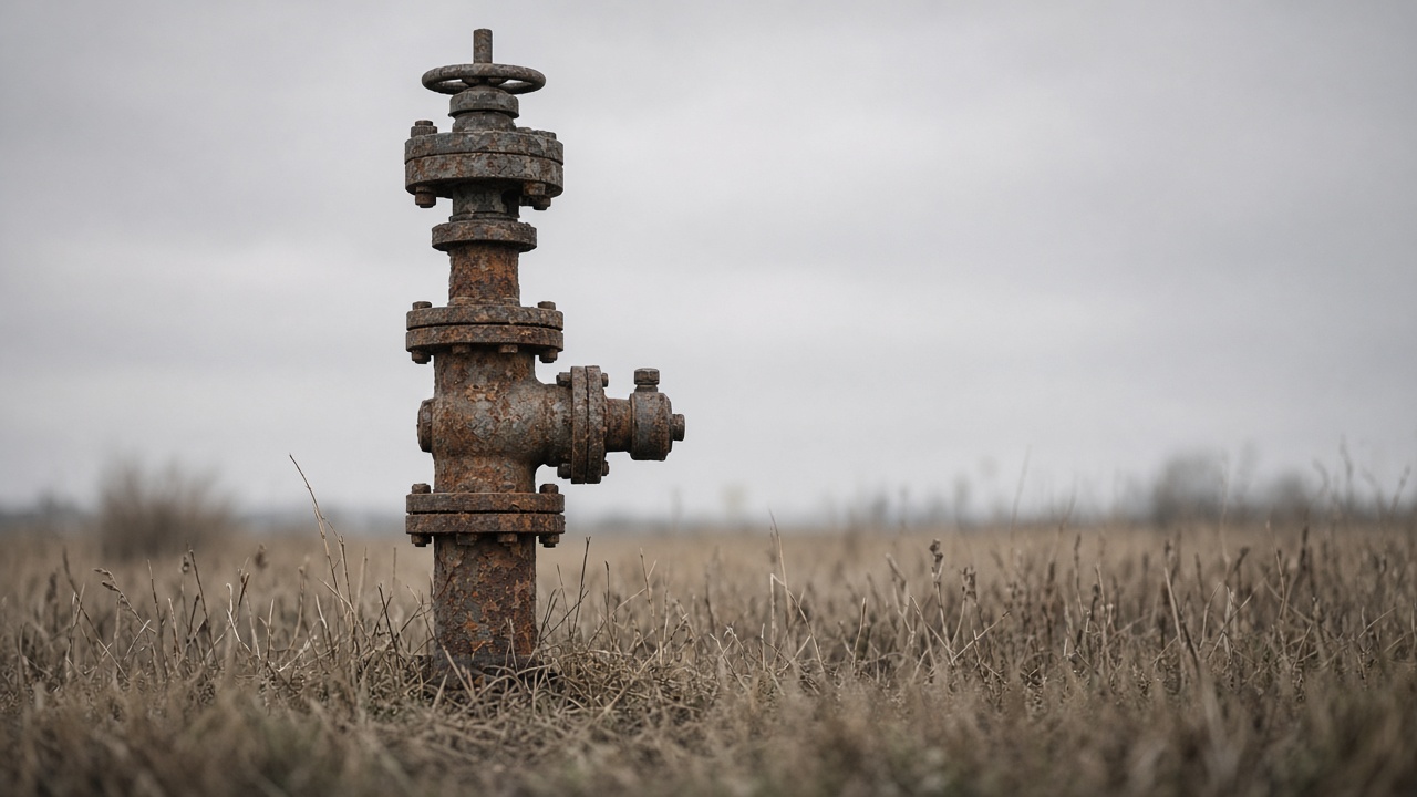 Orphaned wellhead in prairie